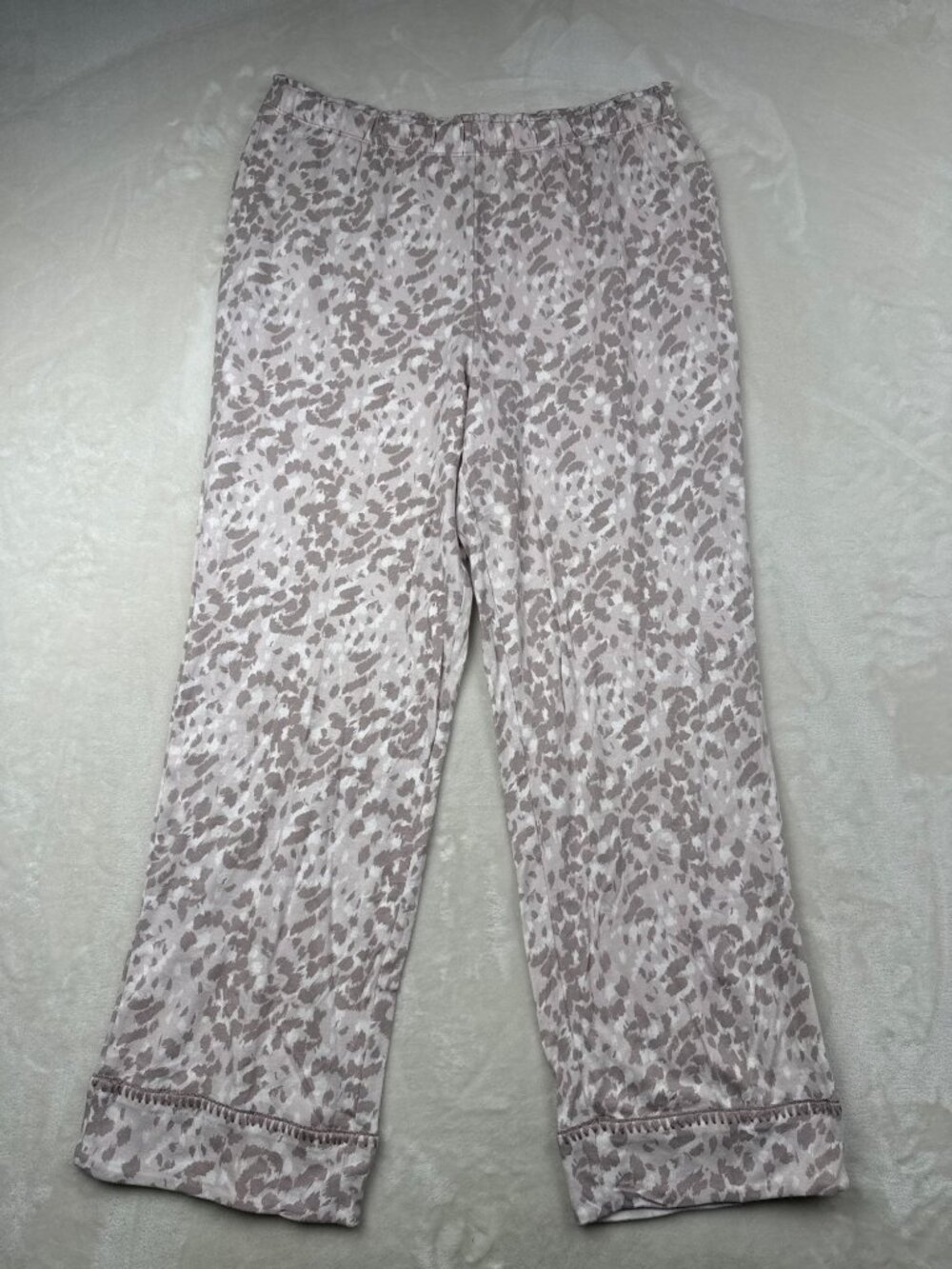 Carole Hochman Womens 3-Piece Pajama Set L Large Beige/Gray Animal Print